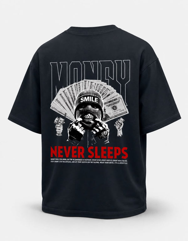 Money Never Sleep  X Wolvenix Oversized T-shirt